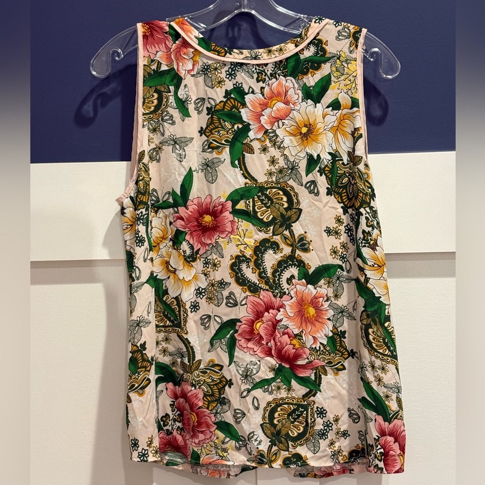 LOFT Floral Tank Top - Pink, Yellow, Green Size M